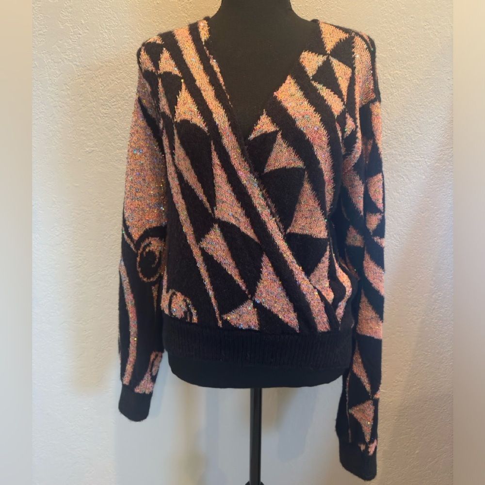 Emilio Pucci Geometric Black and Pink Sweater Size smalll